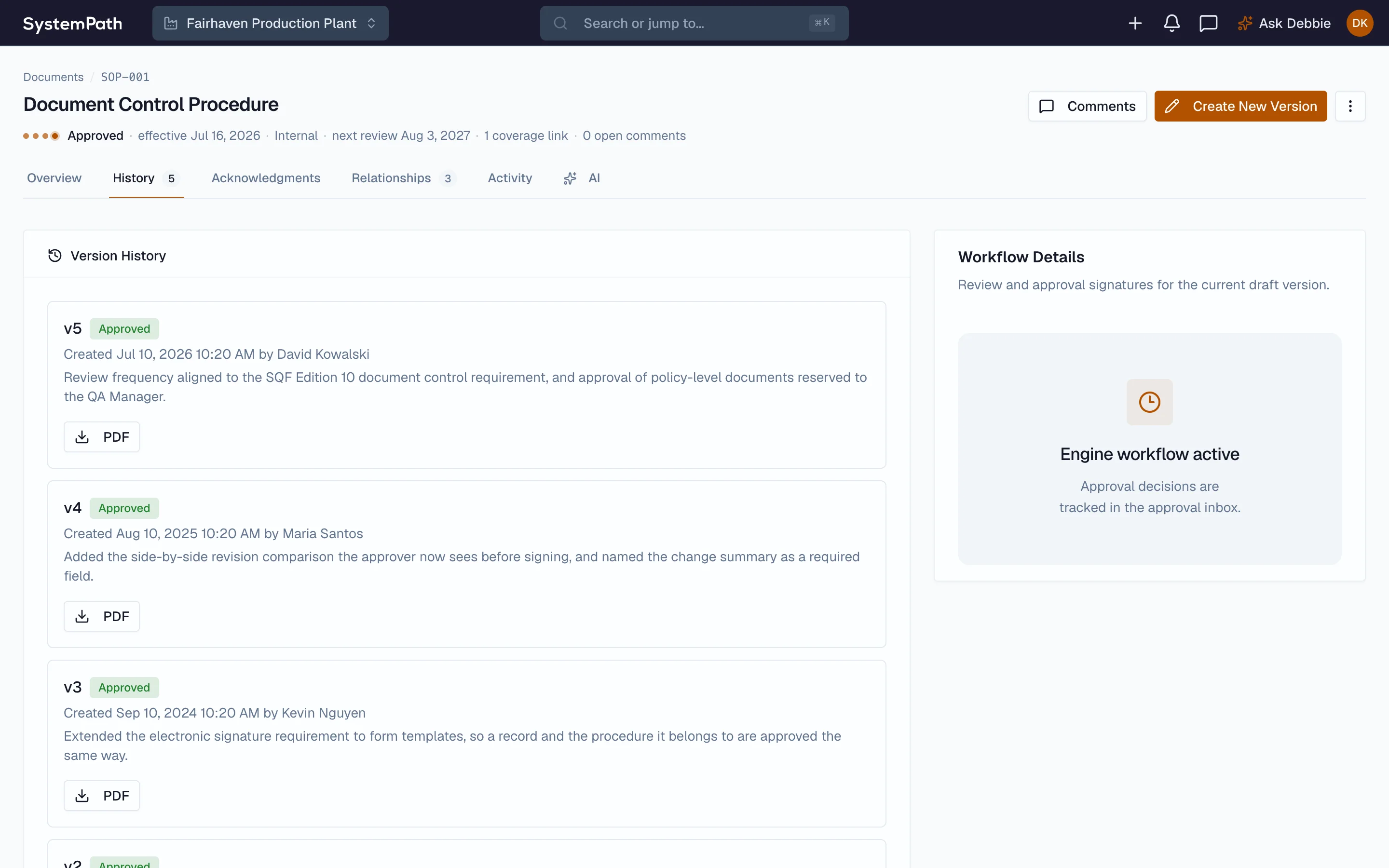Beacon version-controlled document library