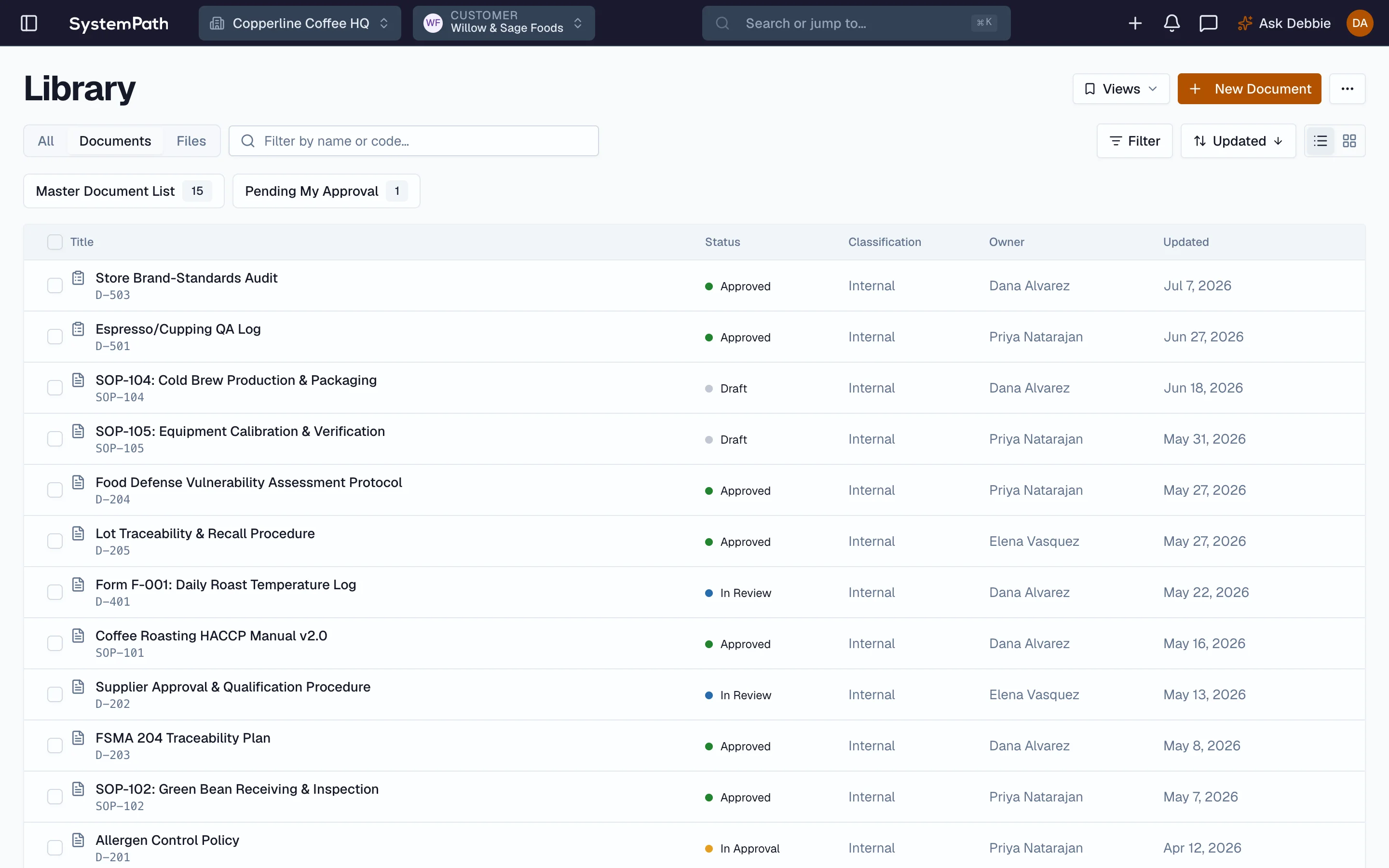 Beacon customer-scoped document control