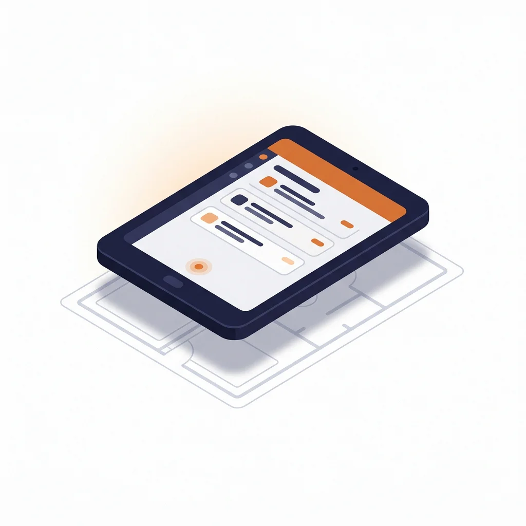 A preventive controls checklist running on a tablet over a facility plan